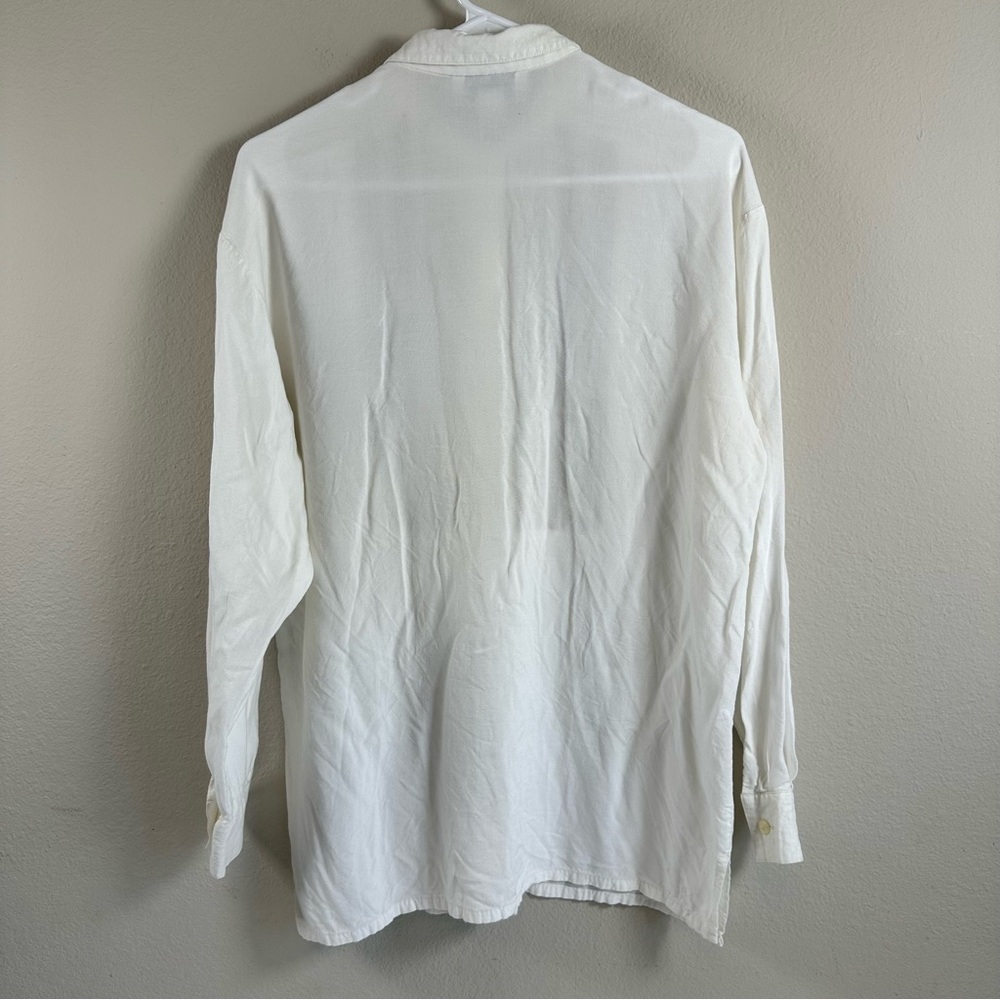 Vintage Gina Peters Medium White Blouse Embroidered Floral Boho Peasant Top - Picture 2 of 6